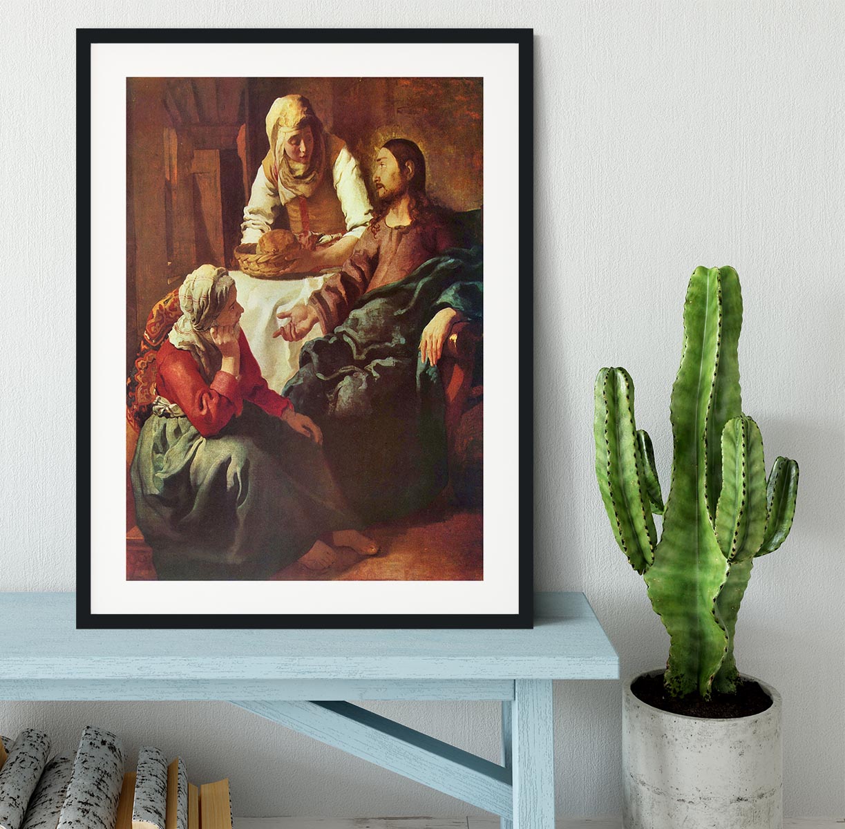 Christ with Mary and Martha by Vermeer Framed Print - Canvas Art Rocks - 1