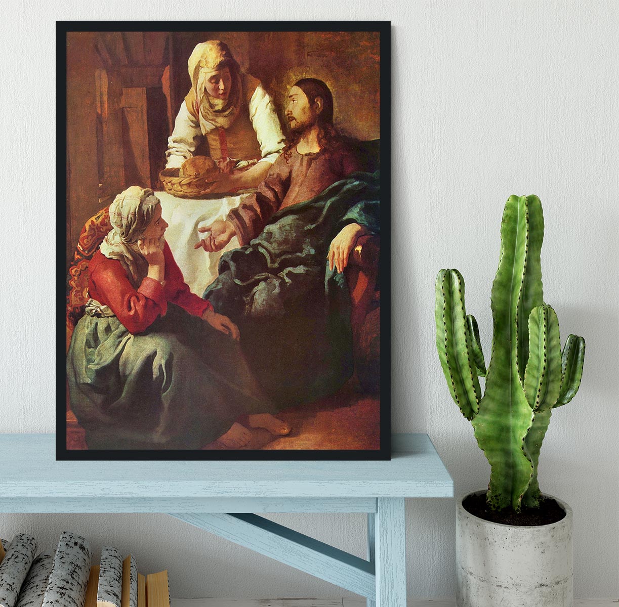Christ with Mary and Martha by Vermeer Framed Print - Canvas Art Rocks - 2
