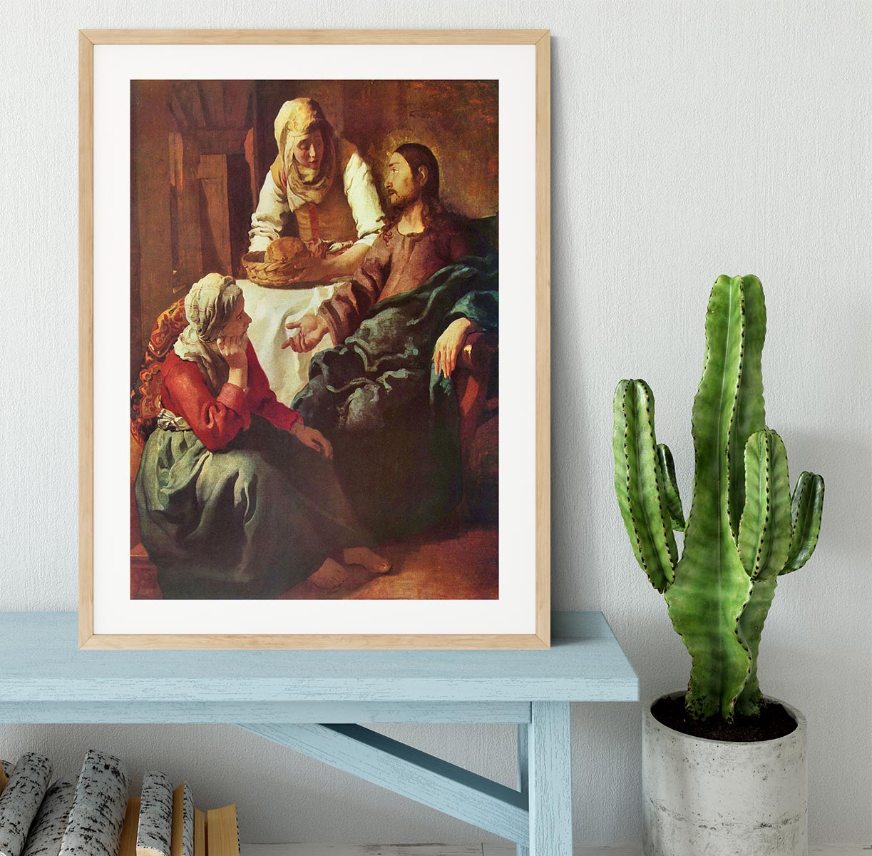 Christ with Mary and Martha by Vermeer Framed Print - Canvas Art Rocks - 3