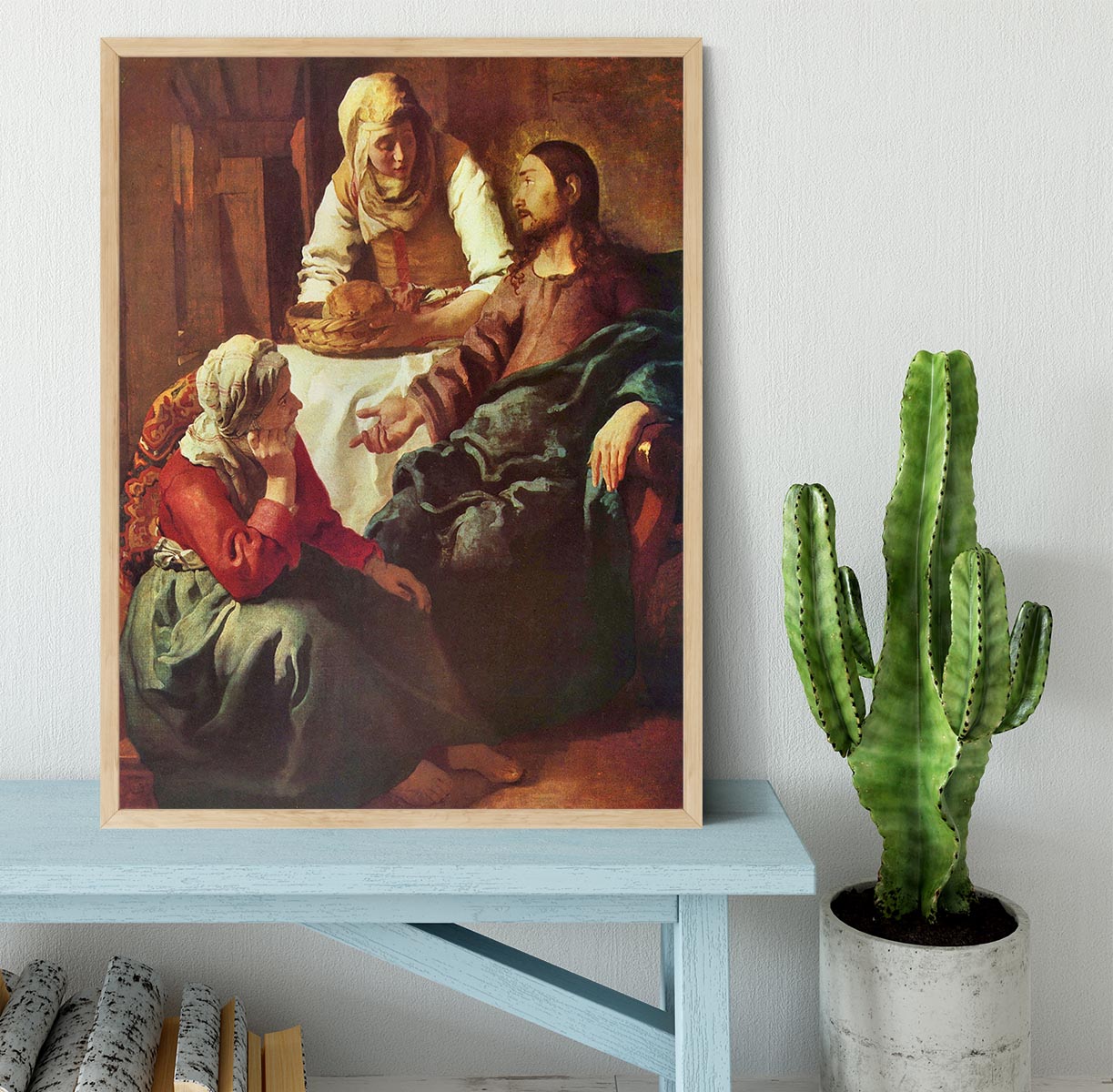 Christ with Mary and Martha by Vermeer Framed Print - Canvas Art Rocks - 4