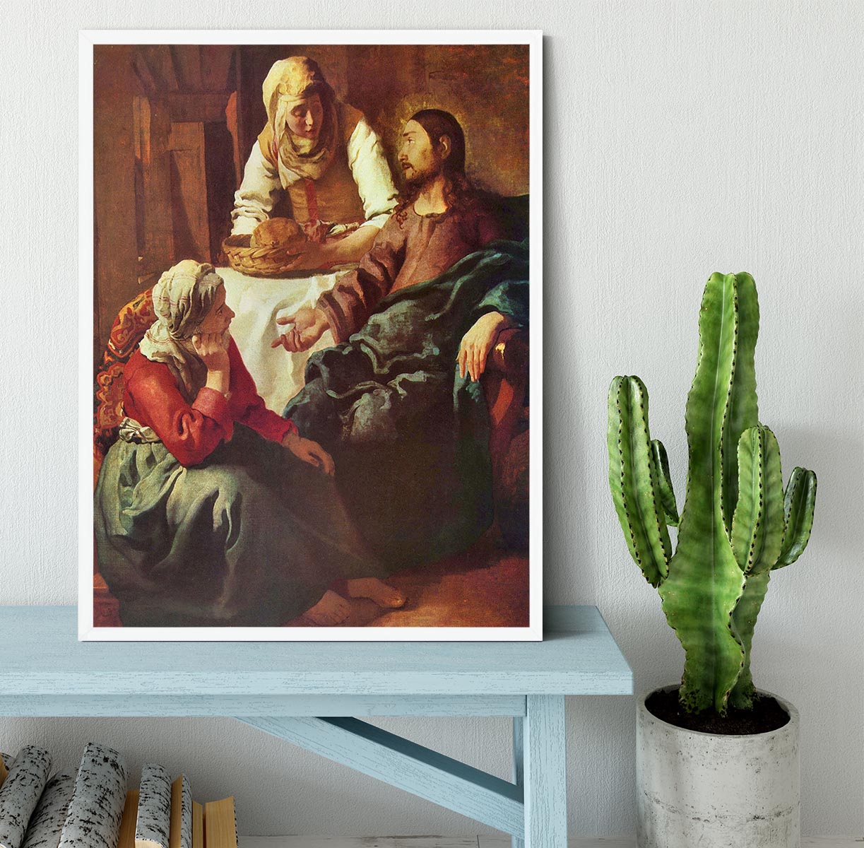 Christ with Mary and Martha by Vermeer Framed Print - Canvas Art Rocks -6