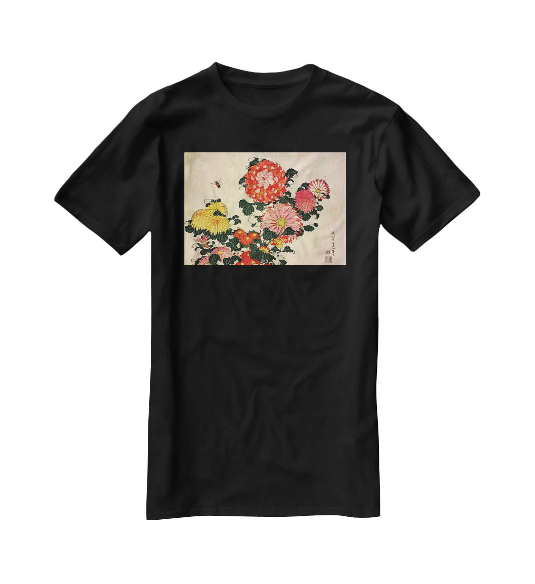 Chrysanthemum and bee by Hokusai T-Shirt - Canvas Art Rocks - 1