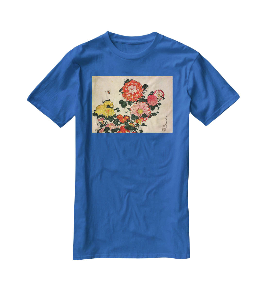Chrysanthemum and bee by Hokusai T-Shirt - Canvas Art Rocks - 2