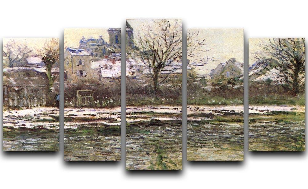 Church of Vetheuil in the snow by Monet 5 Split Panel Canvas  - Canvas Art Rocks - 1