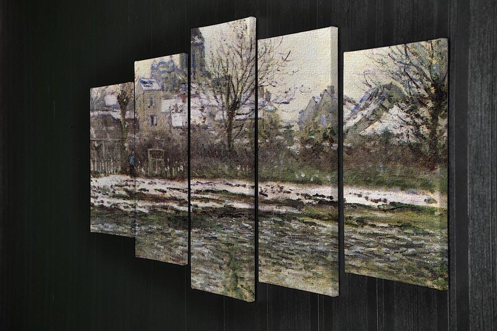Church of Vetheuil in the snow by Monet 5 Split Panel Canvas - Canvas Art Rocks - 2
