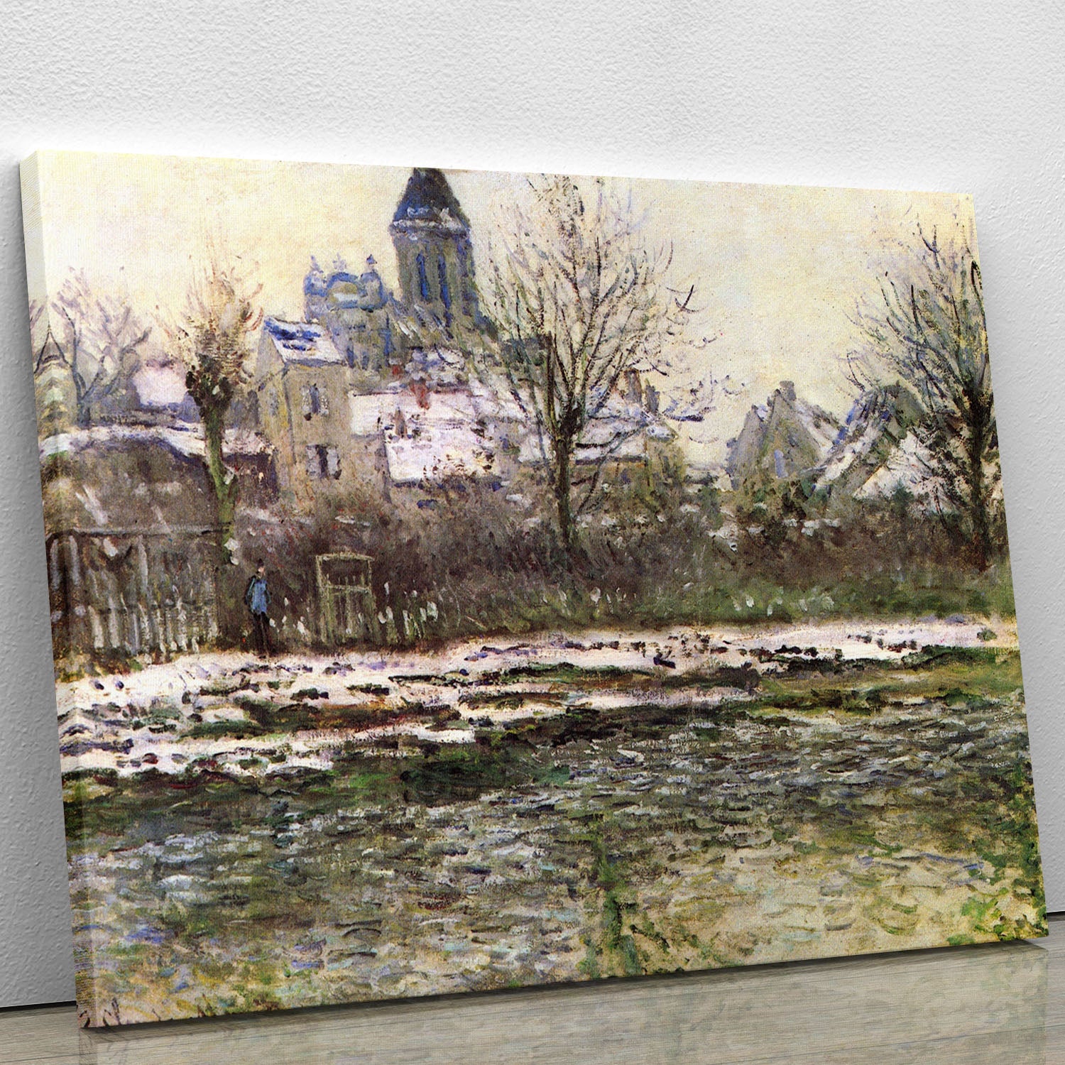 Church of Vetheuil in the snow by Monet Canvas Print or Poster - Canvas Art Rocks - 1