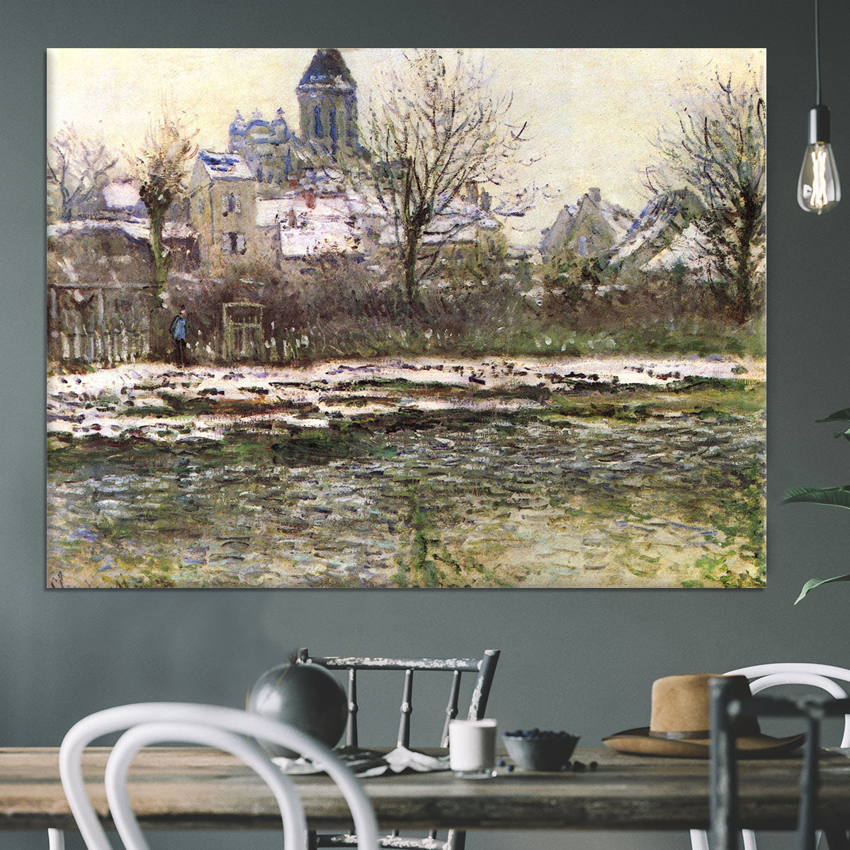Church of Vetheuil in the snow by Monet Canvas Print or Poster - Canvas Art Rocks - 3