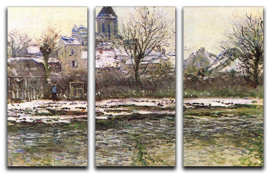 Church of Vetheuil in the snow by Monet Split Panel Canvas Print - Canvas Art Rocks - 4