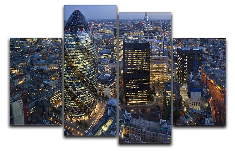 City of London lit up at night 4 Split Panel Canvas  - Canvas Art Rocks - 1