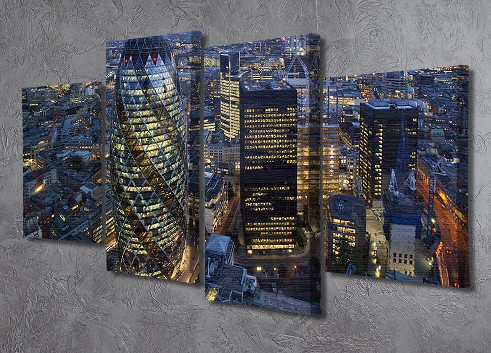 City of London lit up at night 4 Split Panel Canvas  - Canvas Art Rocks - 2