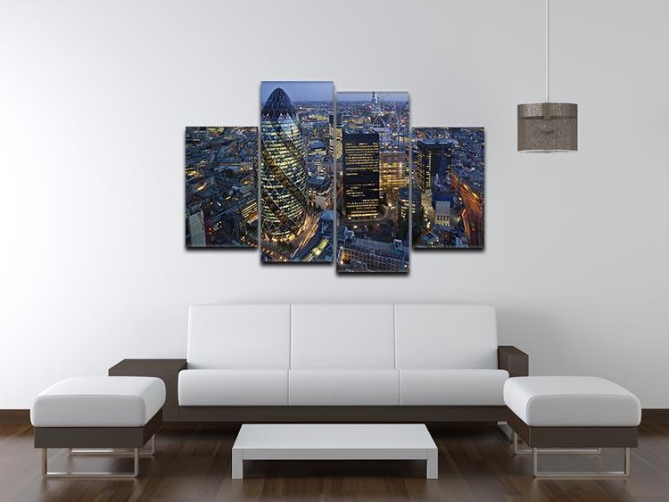 City of London lit up at night 4 Split Panel Canvas  - Canvas Art Rocks - 3