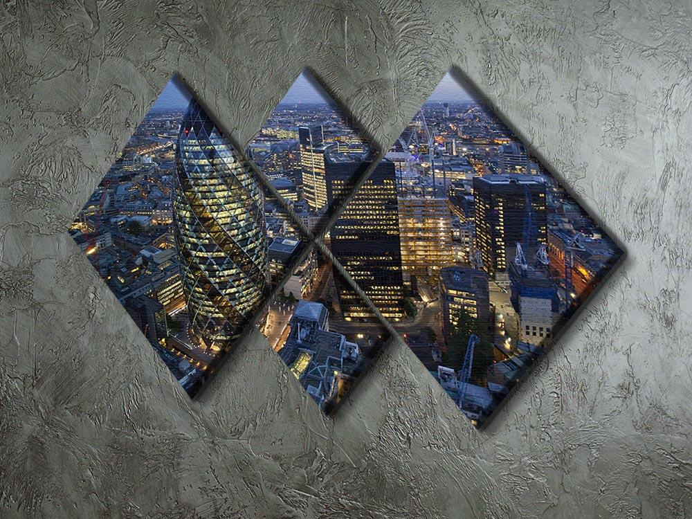 City of London lit up at night 4 Square Multi Panel Canvas  - Canvas Art Rocks - 2