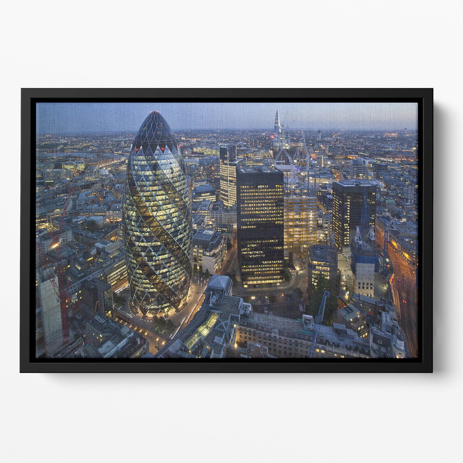City of London lit up at night Floating Framed Canvas