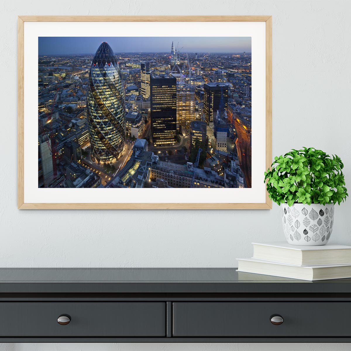 City of London lit up at night Framed Print - Canvas Art Rocks - 3
