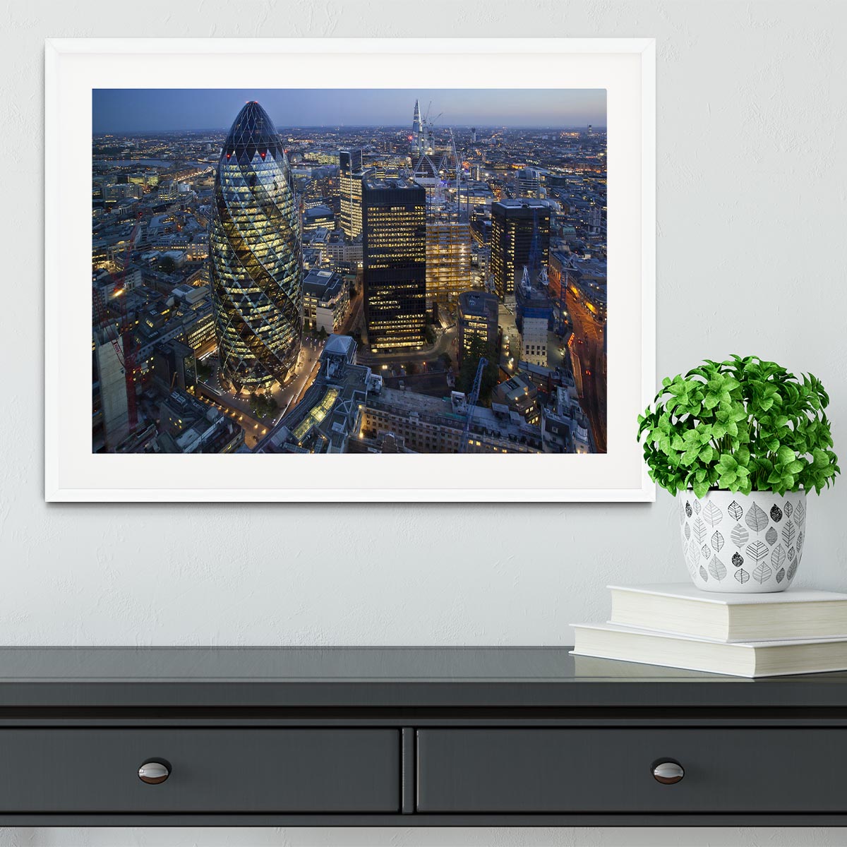City of London lit up at night Framed Print - Canvas Art Rocks - 5