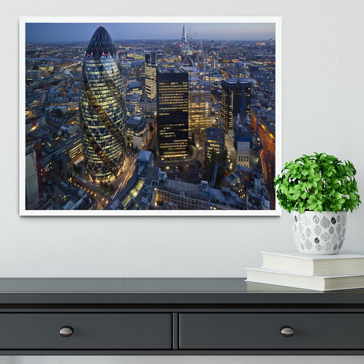 City of London lit up at night Framed Print - Canvas Art Rocks -6