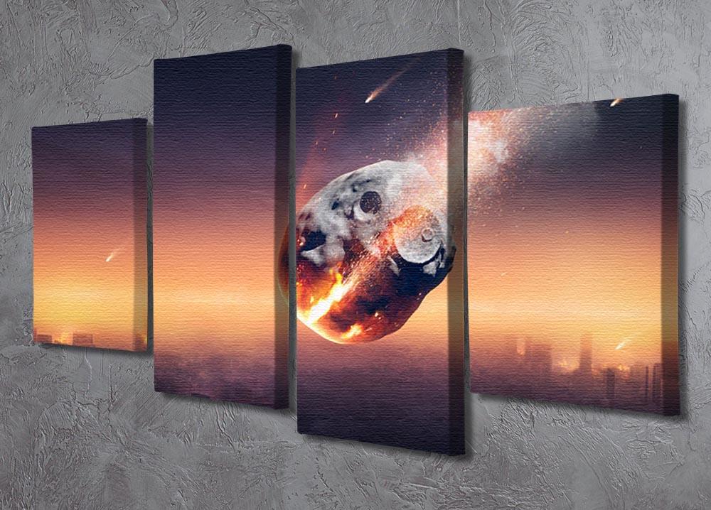 City on earth destroyed by meteor shower 4 Split Panel Canvas - Canvas Art Rocks - 2