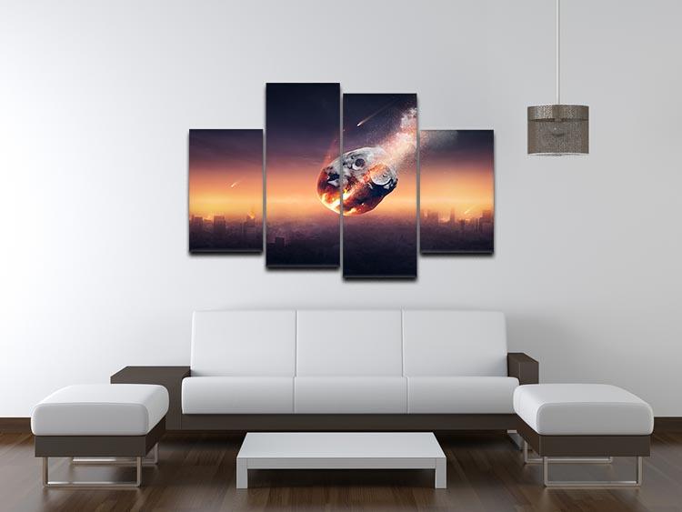 City on earth destroyed by meteor shower 4 Split Panel Canvas - Canvas Art Rocks - 3