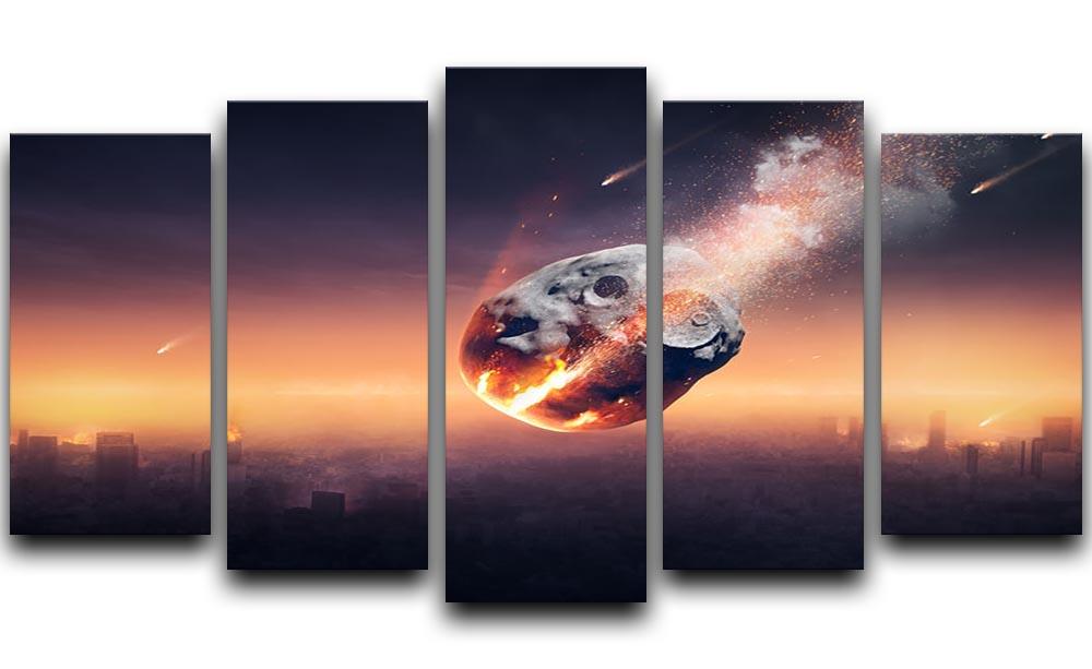 City on earth destroyed by meteor shower 5 Split Panel Canvas  - Canvas Art Rocks - 1