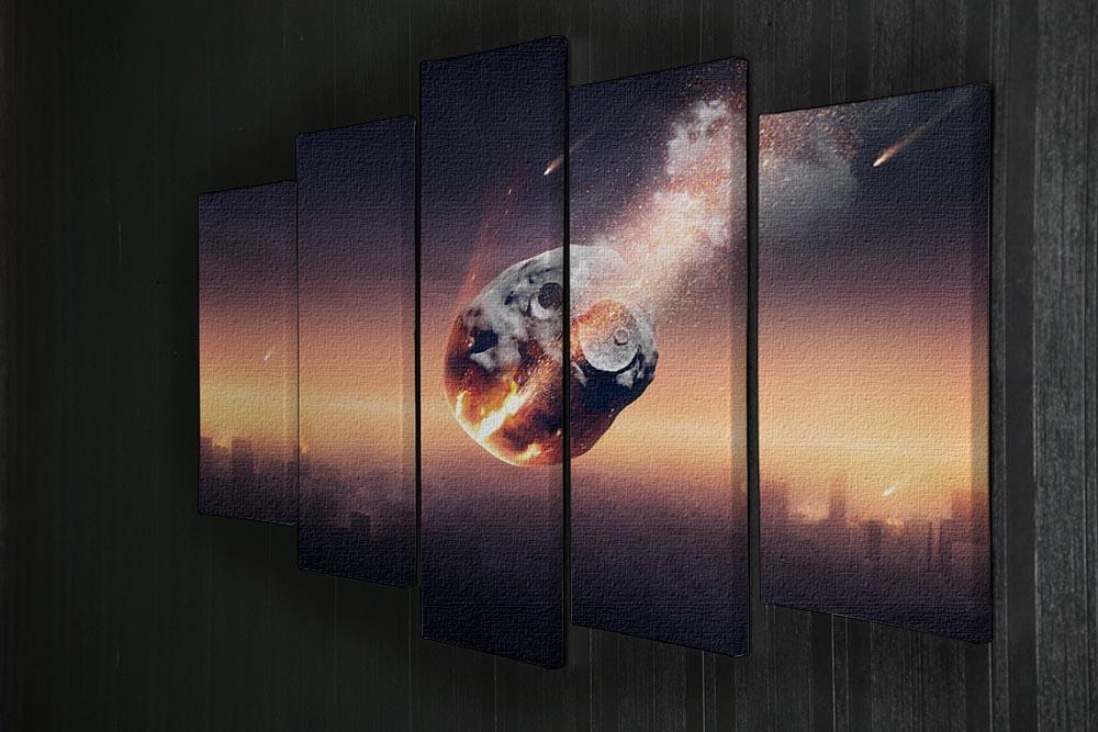 City on earth destroyed by meteor shower 5 Split Panel Canvas - Canvas Art Rocks - 2
