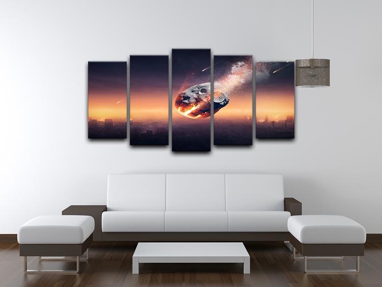 City on earth destroyed by meteor shower 5 Split Panel Canvas - Canvas Art Rocks - 3
