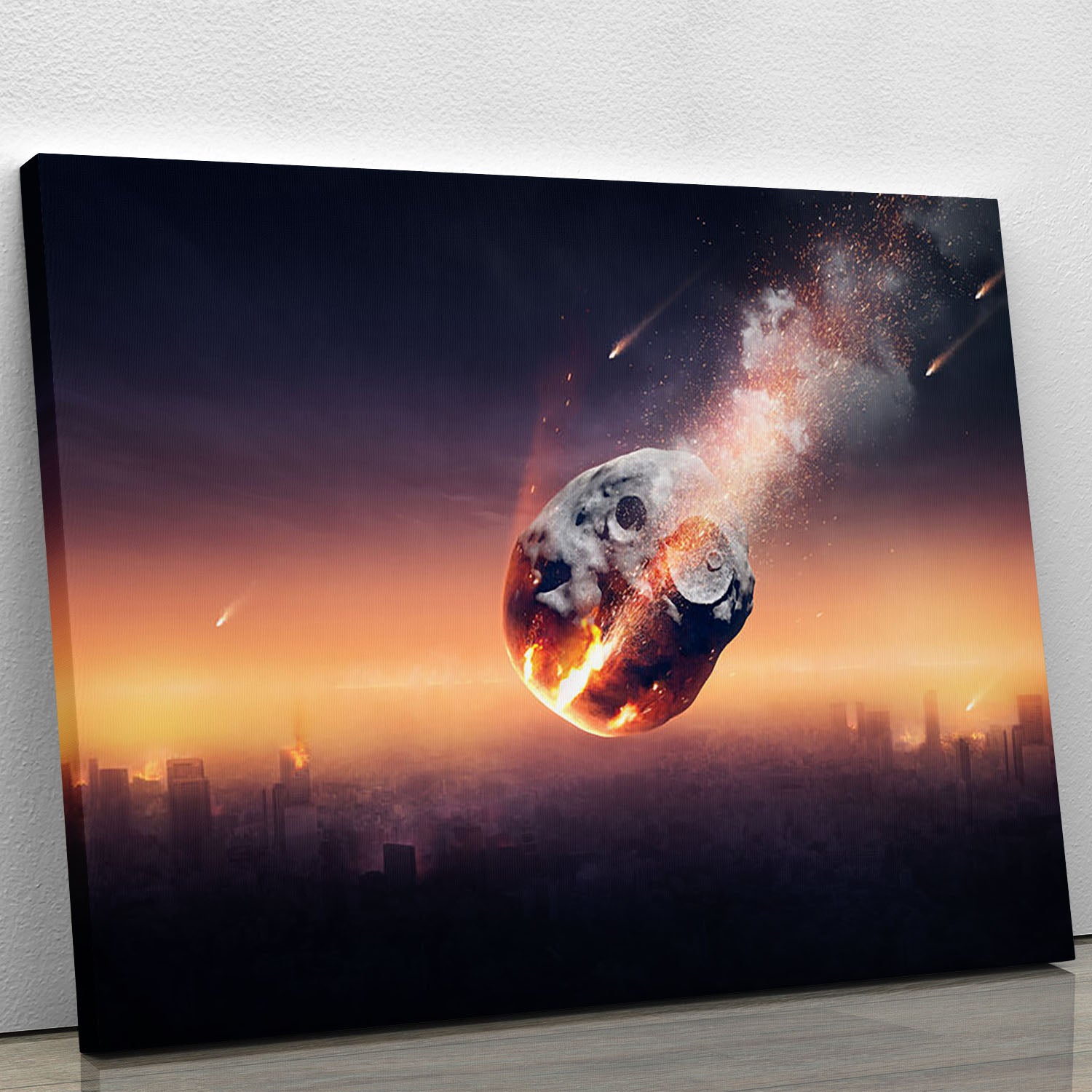 City on earth destroyed by meteor shower Canvas Print or Poster - Canvas Art Rocks - 1