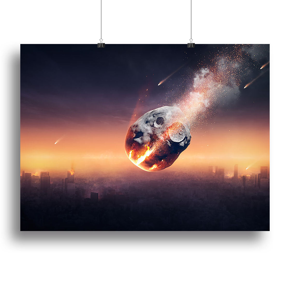City on earth destroyed by meteor shower Canvas Print or Poster - Canvas Art Rocks - 2