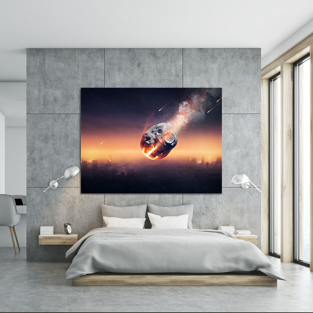 City on earth destroyed by meteor shower Canvas Print or Poster - Canvas Art Rocks - 5