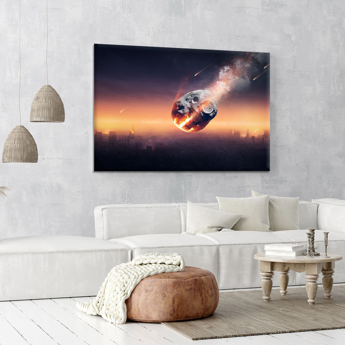 City on earth destroyed by meteor shower Canvas Print or Poster - Canvas Art Rocks - 6