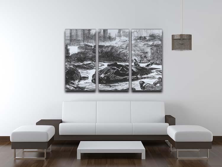 Civil war by Manet 3 Split Panel Canvas Print - Canvas Art Rocks - 3