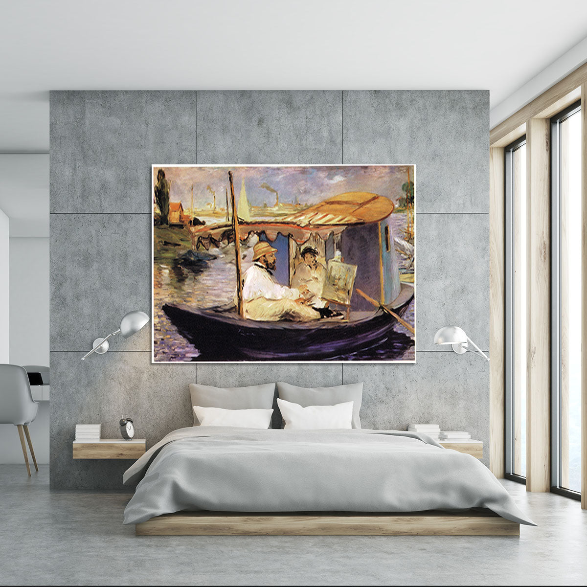 Claude Monet Dans Son Bateau Atelier 1874 by Manet Canvas Print or Poster - Canvas Art Rocks - 5