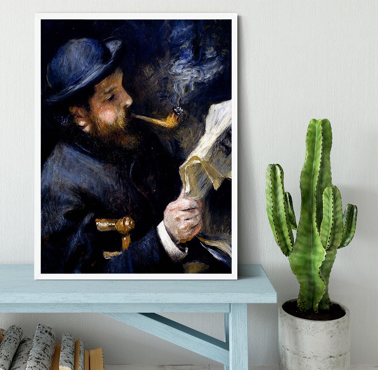 Claude Monet Reading A Newspaper by Renoir Framed Print - Canvas Art Rocks -6
