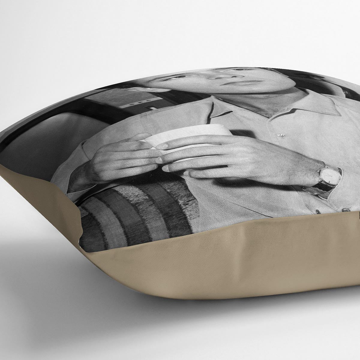 Cliff Richard with a cup of tea Cushion - Canvas Art Rocks - 2