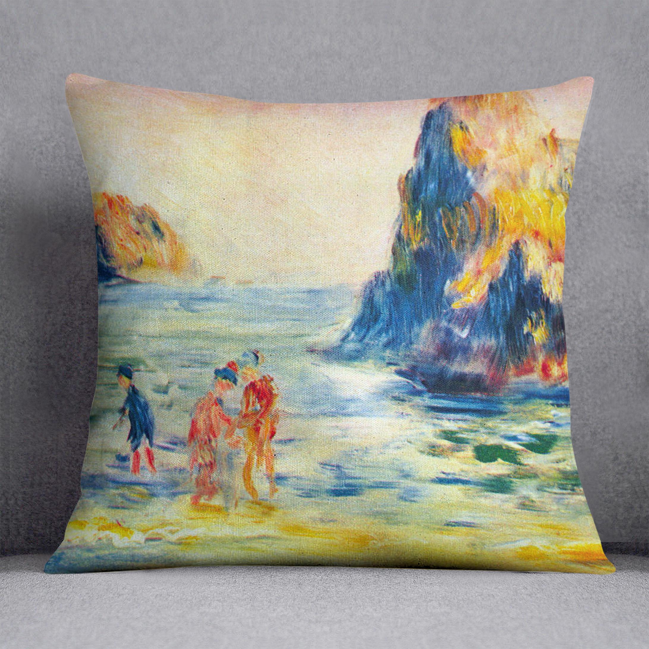 Cliffs at Guernsey by Renoir Cushion