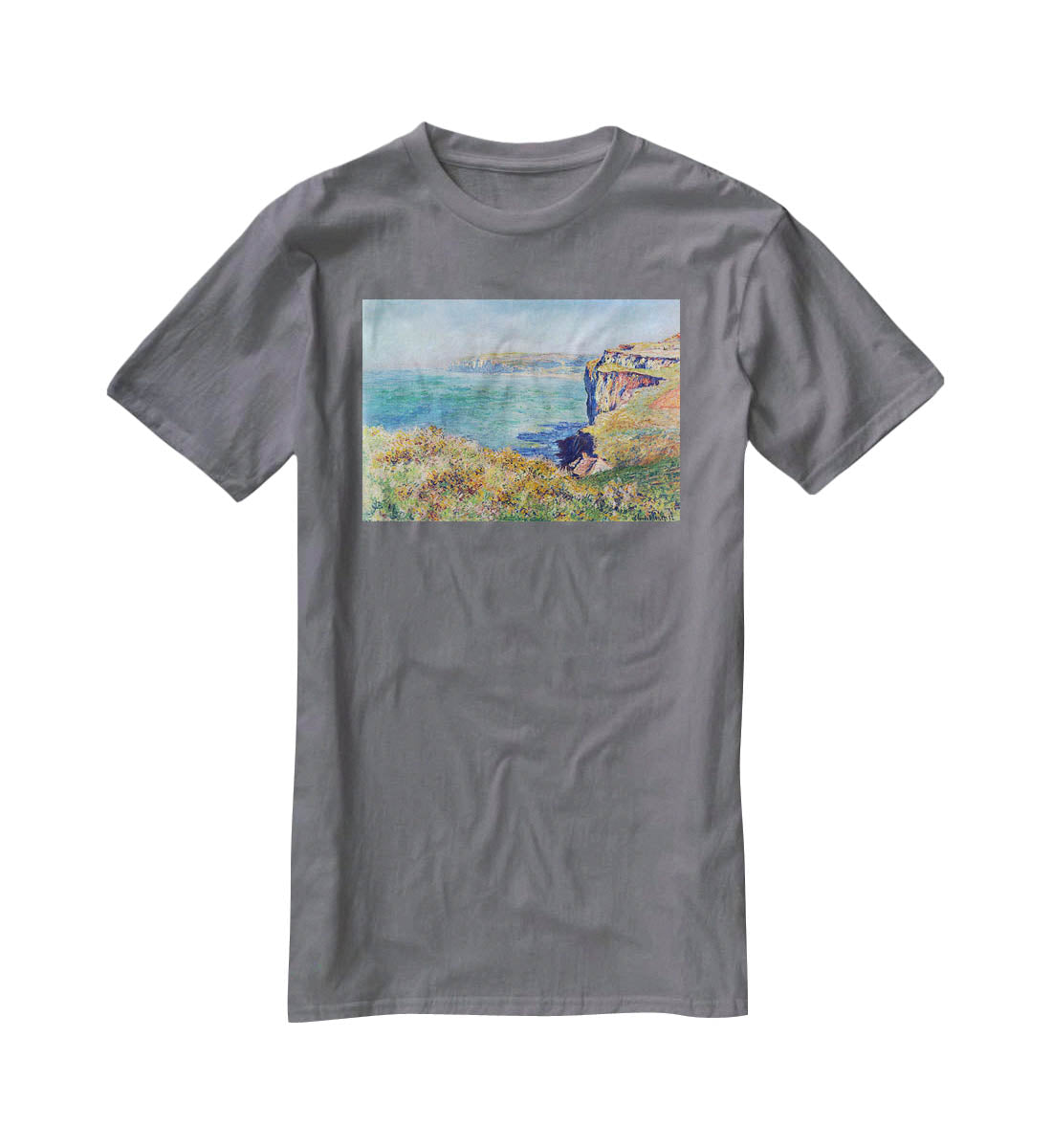 Cliffs at Varengeville by Monet T-Shirt - Canvas Art Rocks - 3