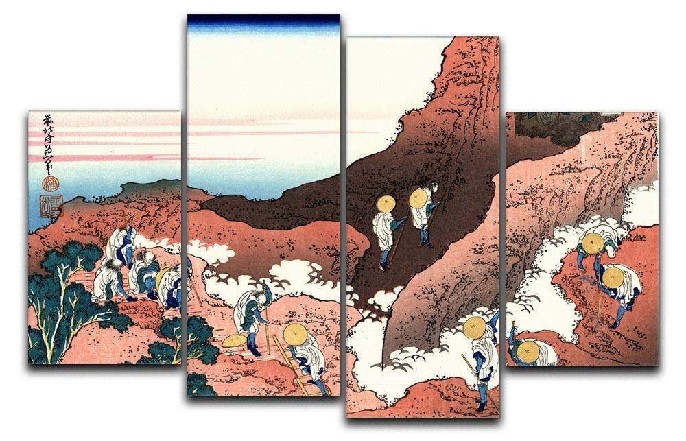 Climbing on Mt. Fuji by Hokusai 4 Split Panel Canvas  - Canvas Art Rocks - 1