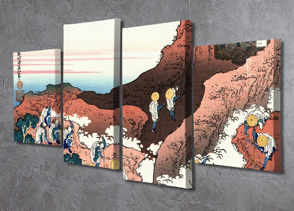 Climbing on Mt. Fuji by Hokusai 4 Split Panel Canvas - Canvas Art Rocks - 2