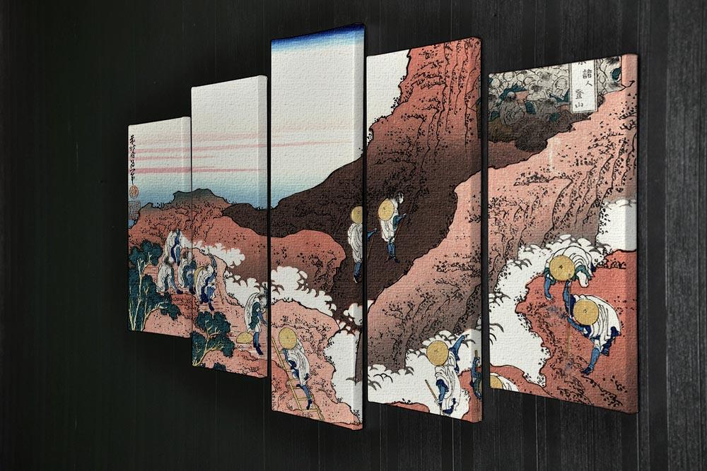 Climbing on Mt. Fuji by Hokusai 5 Split Panel Canvas - Canvas Art Rocks - 2