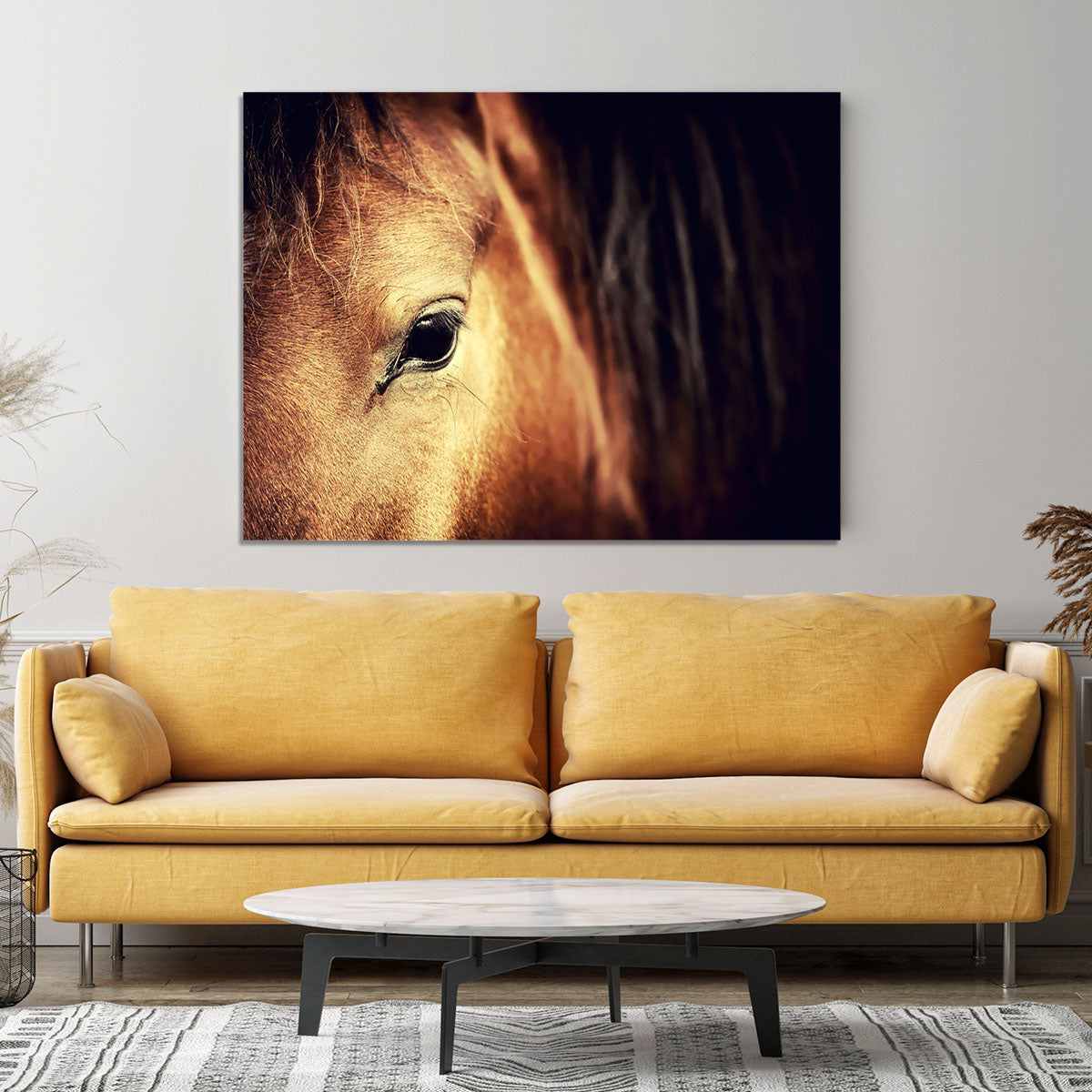 Close-up eye of Arabian bay horse on dark Canvas Print or Poster - Canvas Art Rocks - 4