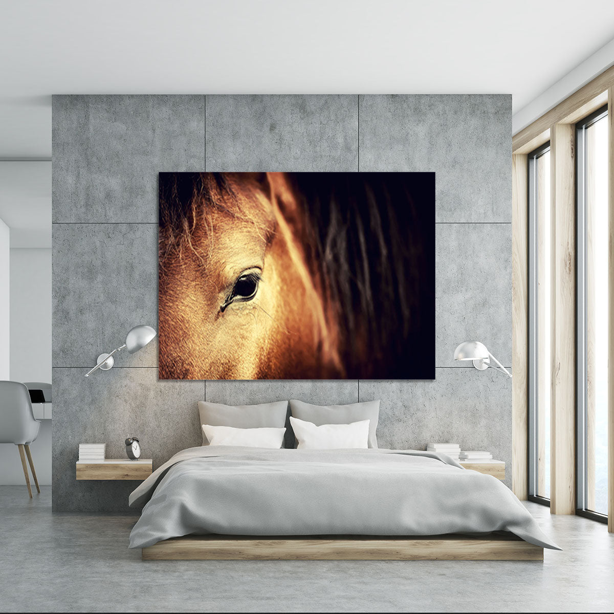 Close-up eye of Arabian bay horse on dark Canvas Print or Poster - Canvas Art Rocks - 5