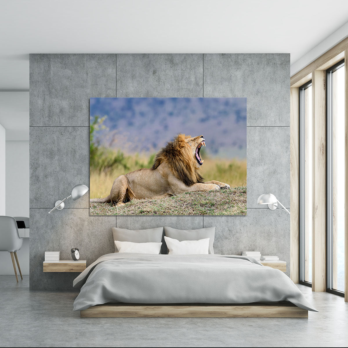 Close lion in National park of Kenya Canvas Print or Poster - Canvas Art Rocks - 5