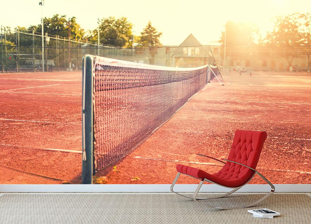 Close up of clay tennis court Wall Mural Wallpaper - Canvas Art Rocks - 2