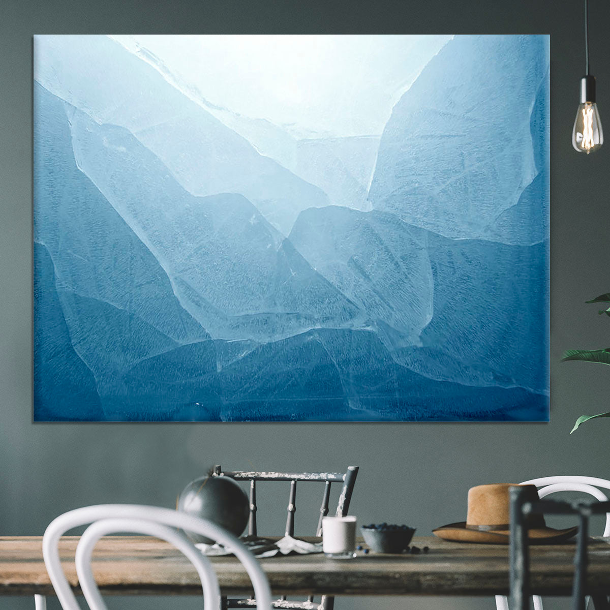 Closeup of blue ice background Canvas Print or Poster - Canvas Art Rocks - 3