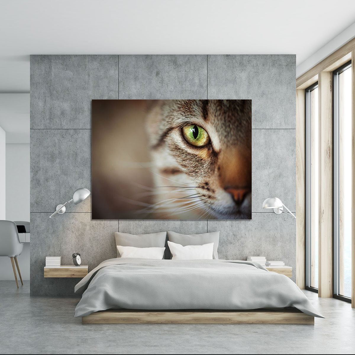 Closeup of tabby cat face. Fauna background Canvas Print or Poster - Canvas Art Rocks - 5