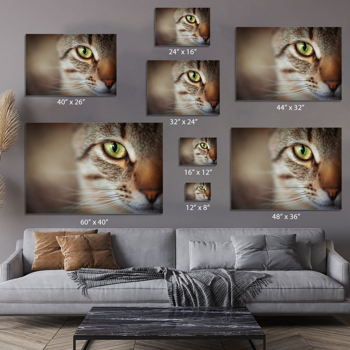Closeup of tabby cat face. Fauna background Canvas Print or Poster - Canvas Art Rocks - 7