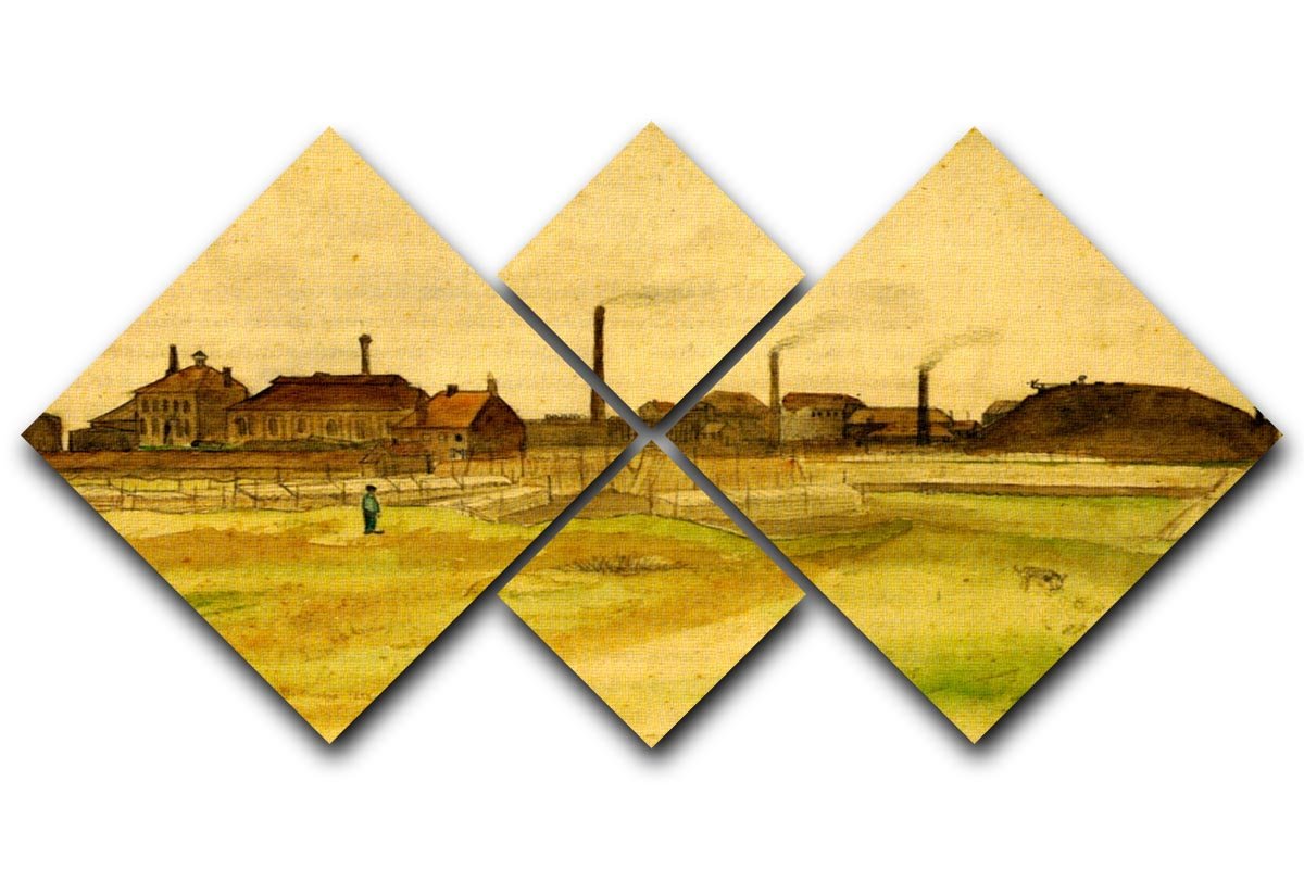 Coalmine in the Borinage by Van Gogh 4 Square Multi Panel Canvas  - Canvas Art Rocks - 1