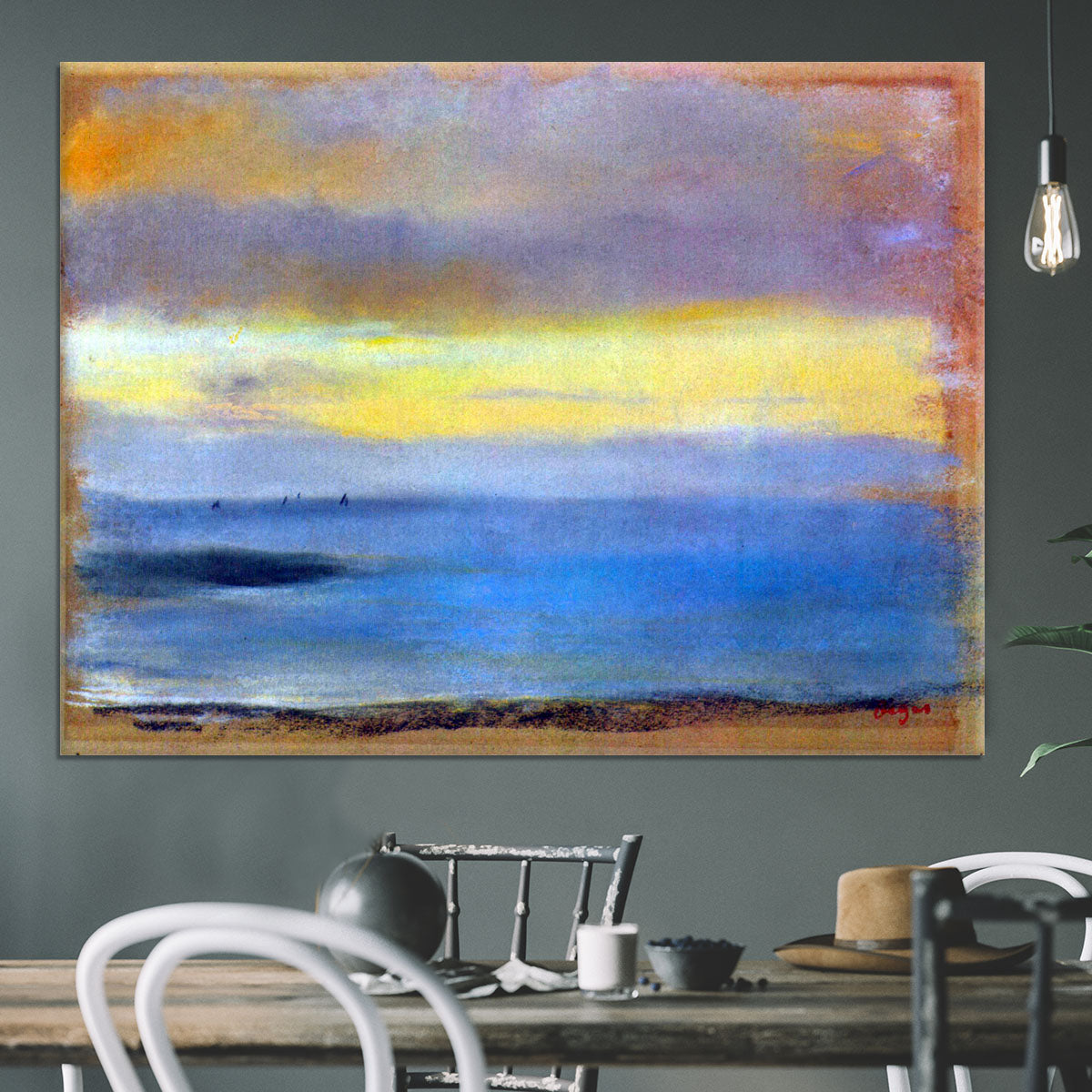 Coastal strip at sunset by Degas Canvas Print or Poster - Canvas Art Rocks - 3
