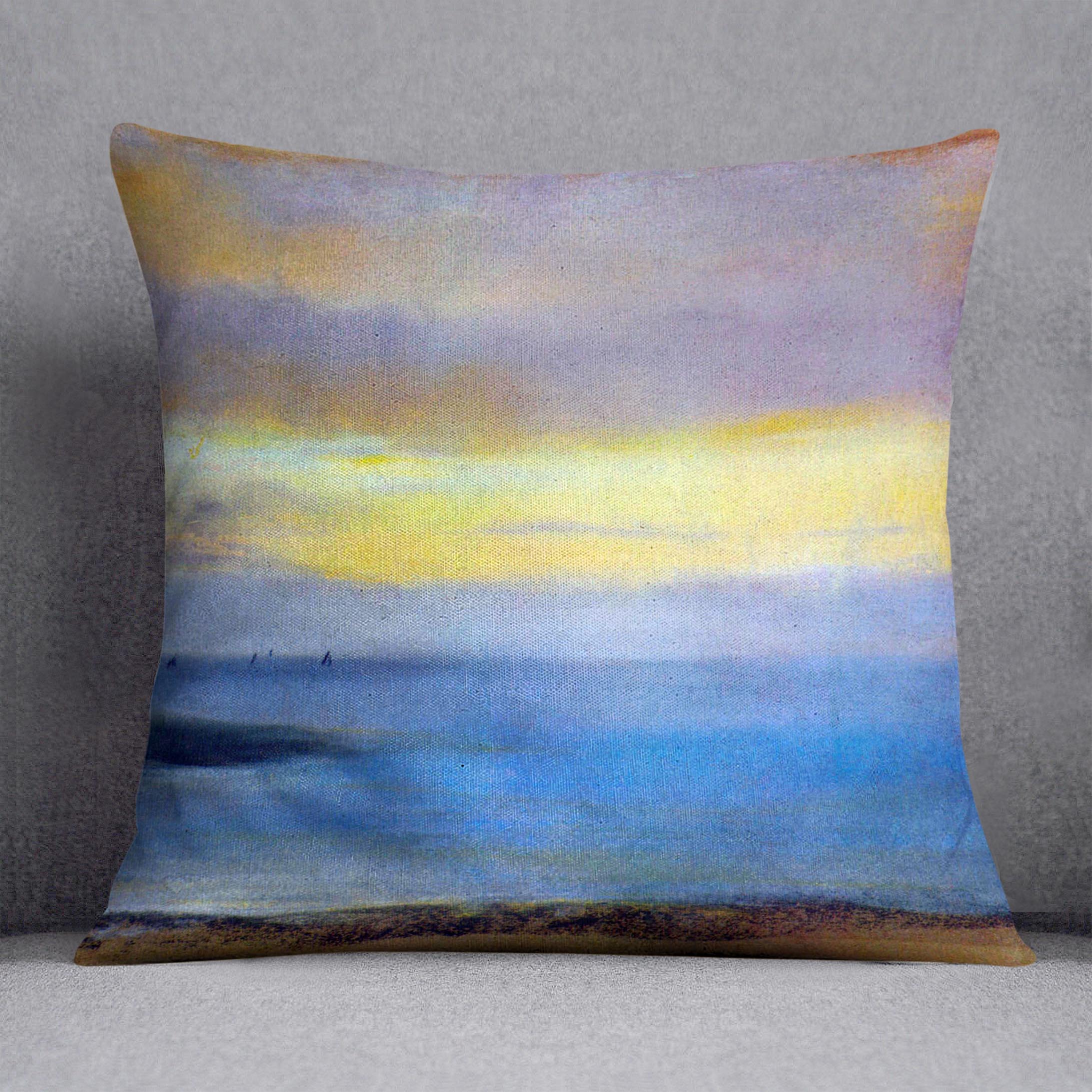 Coastal strip at sunset by Degas Cushion