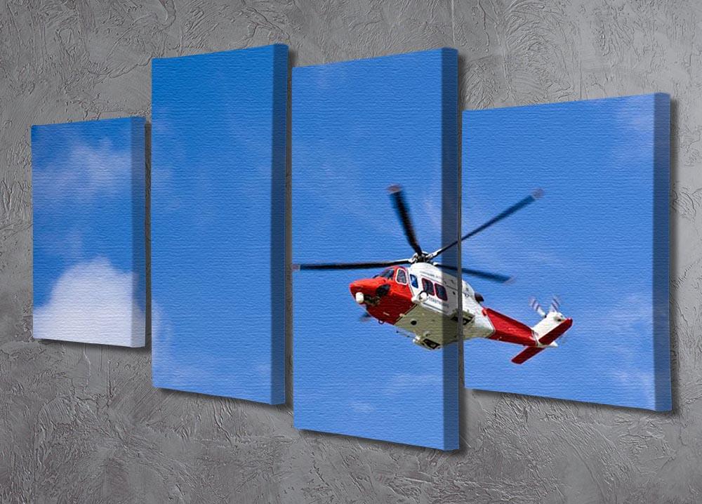 Coastguard helicopter in the blue sky 4 Split Panel Canvas  - Canvas Art Rocks - 2