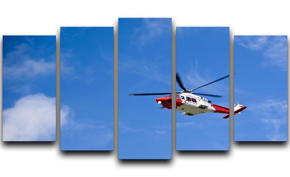 Coastguard helicopter in the blue sky 5 Split Panel Canvas  - Canvas Art Rocks - 1